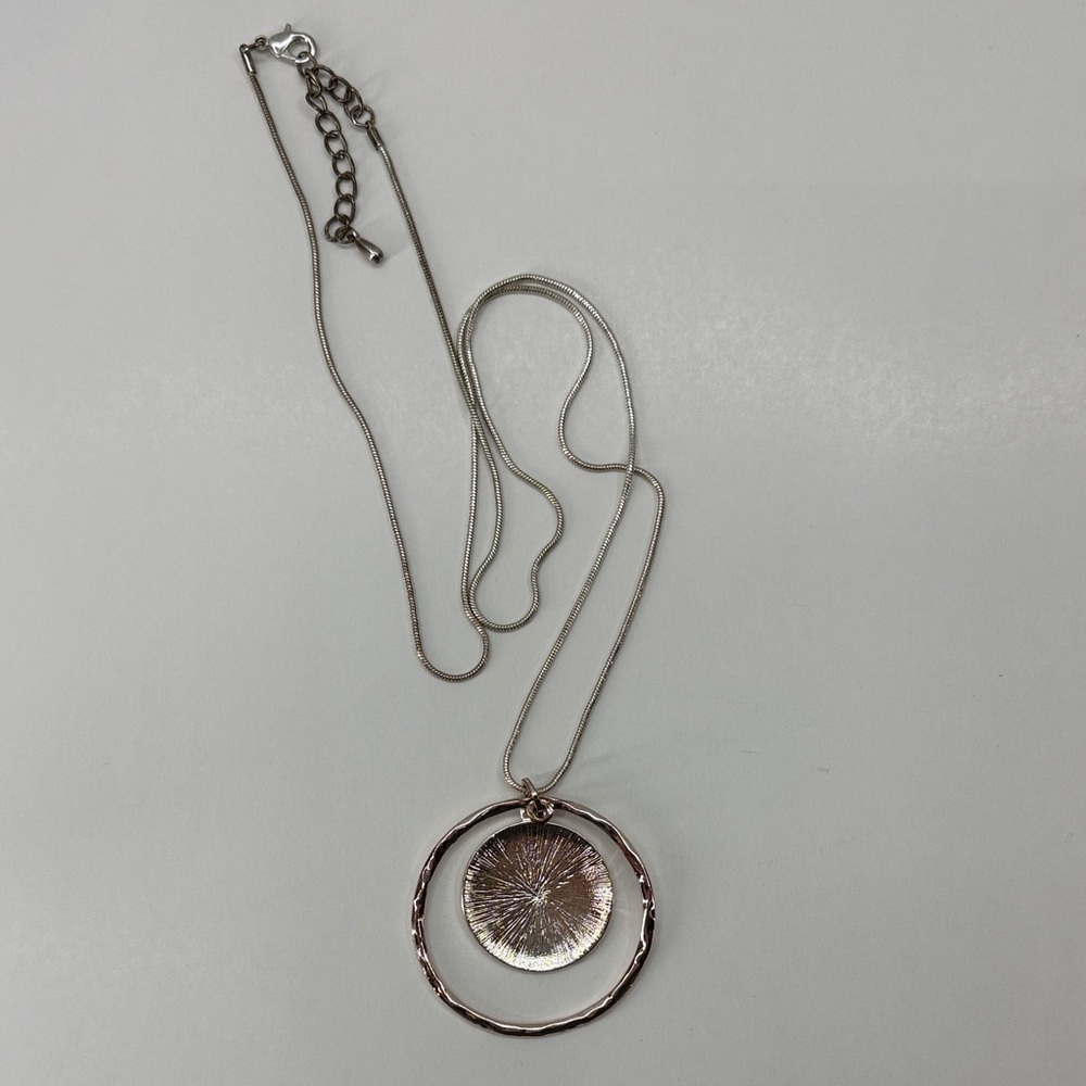 Rose & Silver Pendant Long Necklace